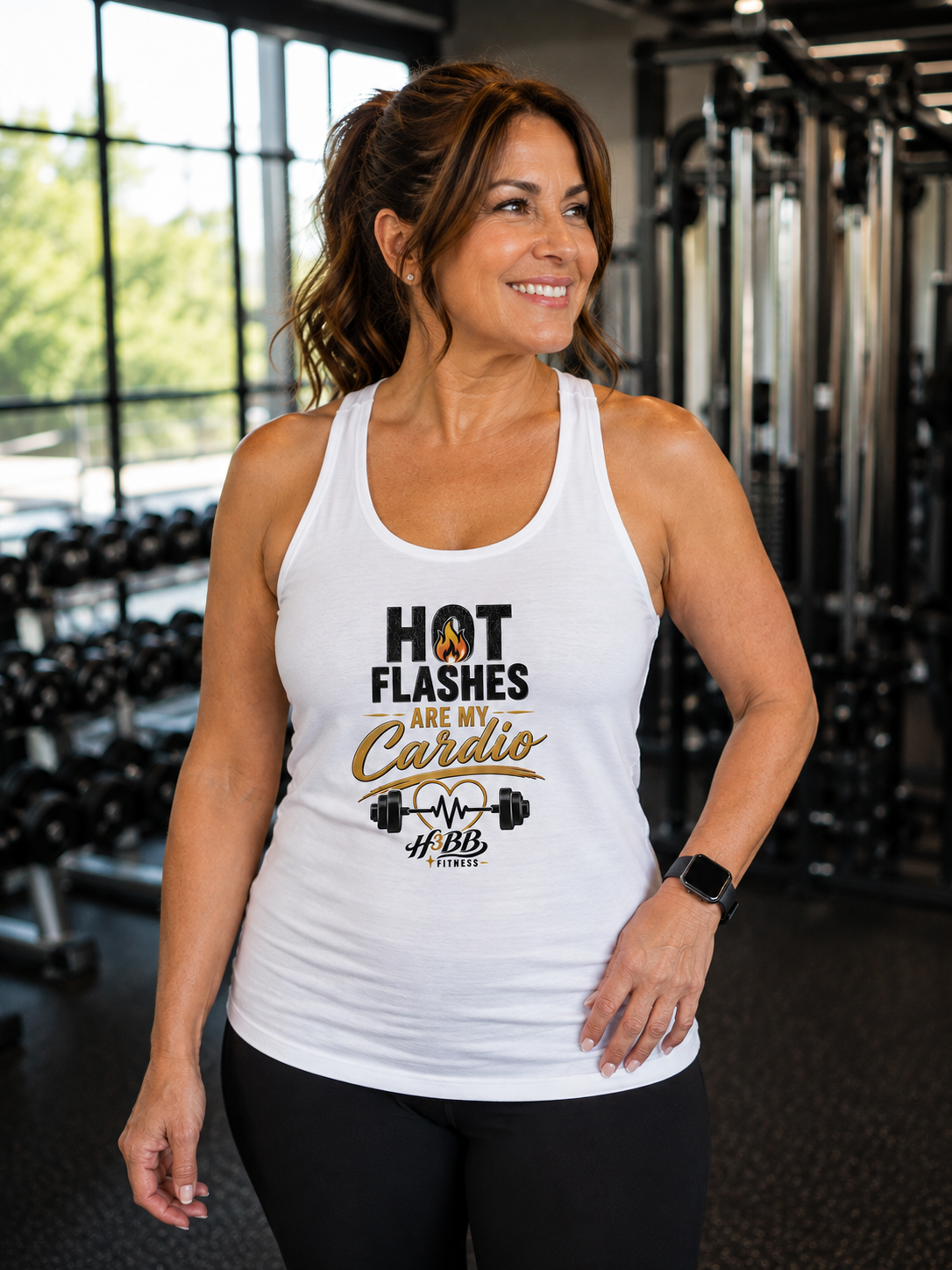 Hot Flashes Are My Cardio -Women's  Racerback Tank White or Pink