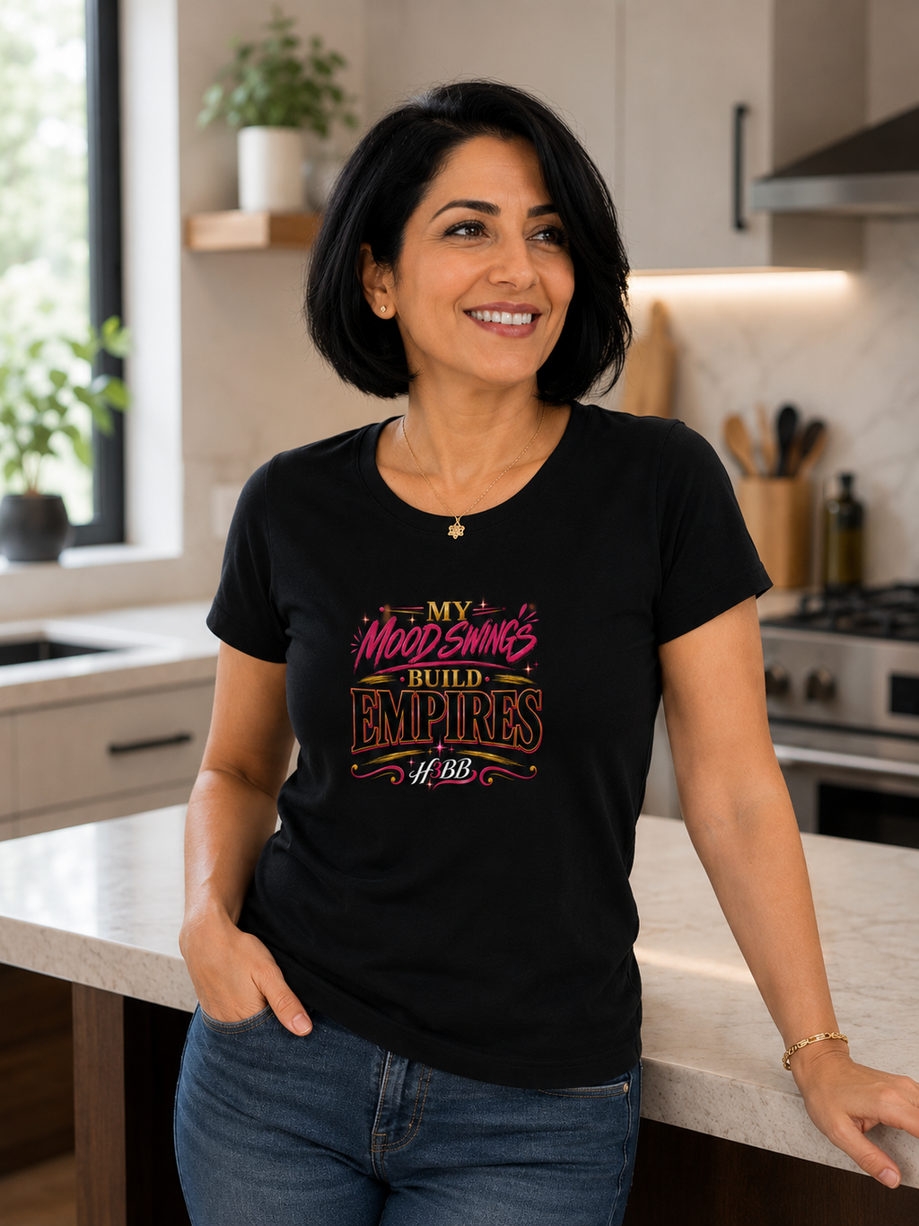 My Mood Swings Build Empires - Women's Soft Style Tee Black