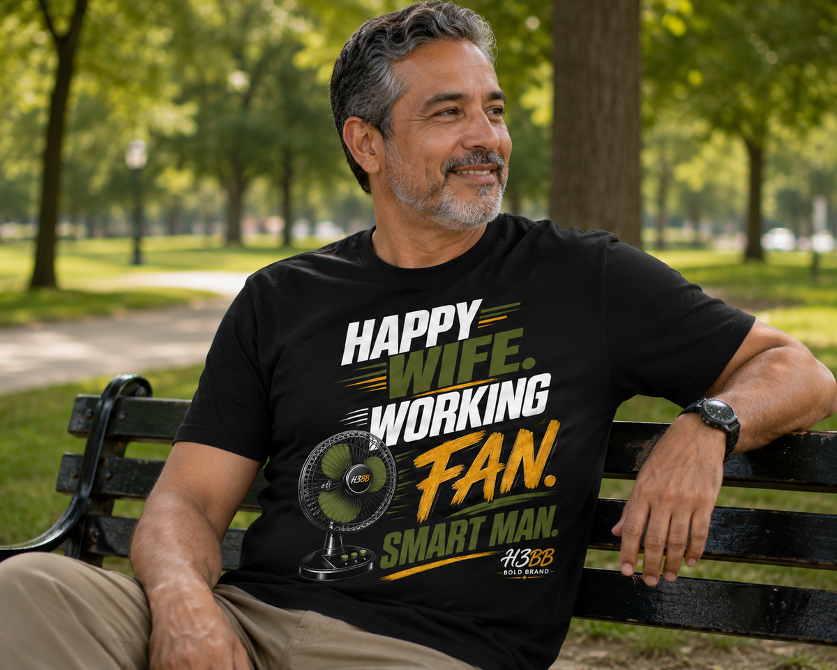 Happy Wife Working Fan - Men's Black T-Shirt