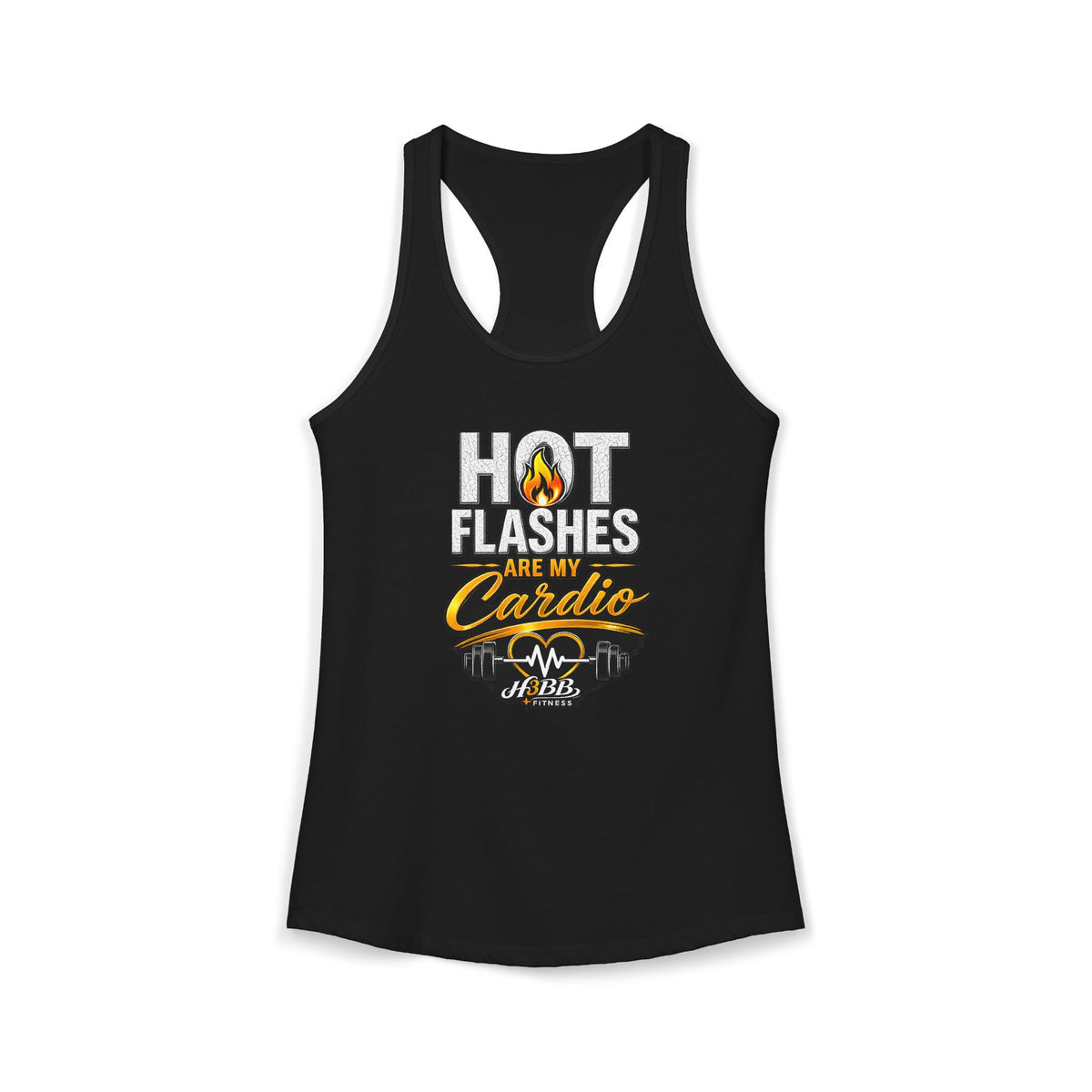 Hot Flashes Are My Cardio -Women's  Racerback Tank Black
